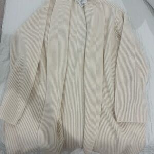 Club Monaco Cream Ribbed Cardigan Sweater